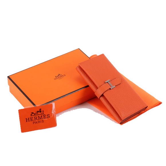 Hermes Bearn Japonaise Tri-Fold Wallet A308 Orange Tl2338sY95