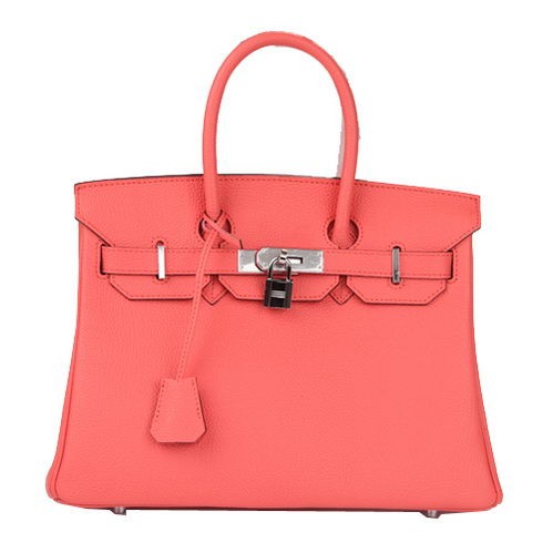 Hermes Birkin 30CM Tote Bag Light Red Original Leather H30 Silver Tl1690sf78