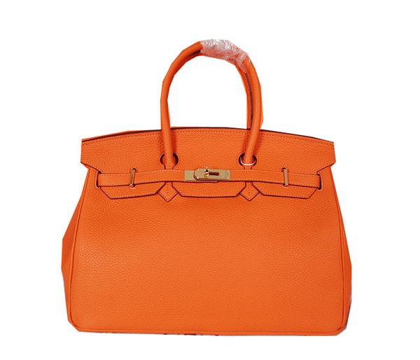 Hermes Birkin 35CM Tote Bag Orange Original Grainy Leather H35 Gold Tl1687rh54