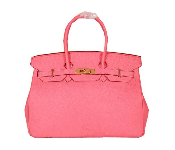 Hermes Birkin 35CM Tote Bag Pink Original Grainy Leather H35 Gold Tl1686VF54