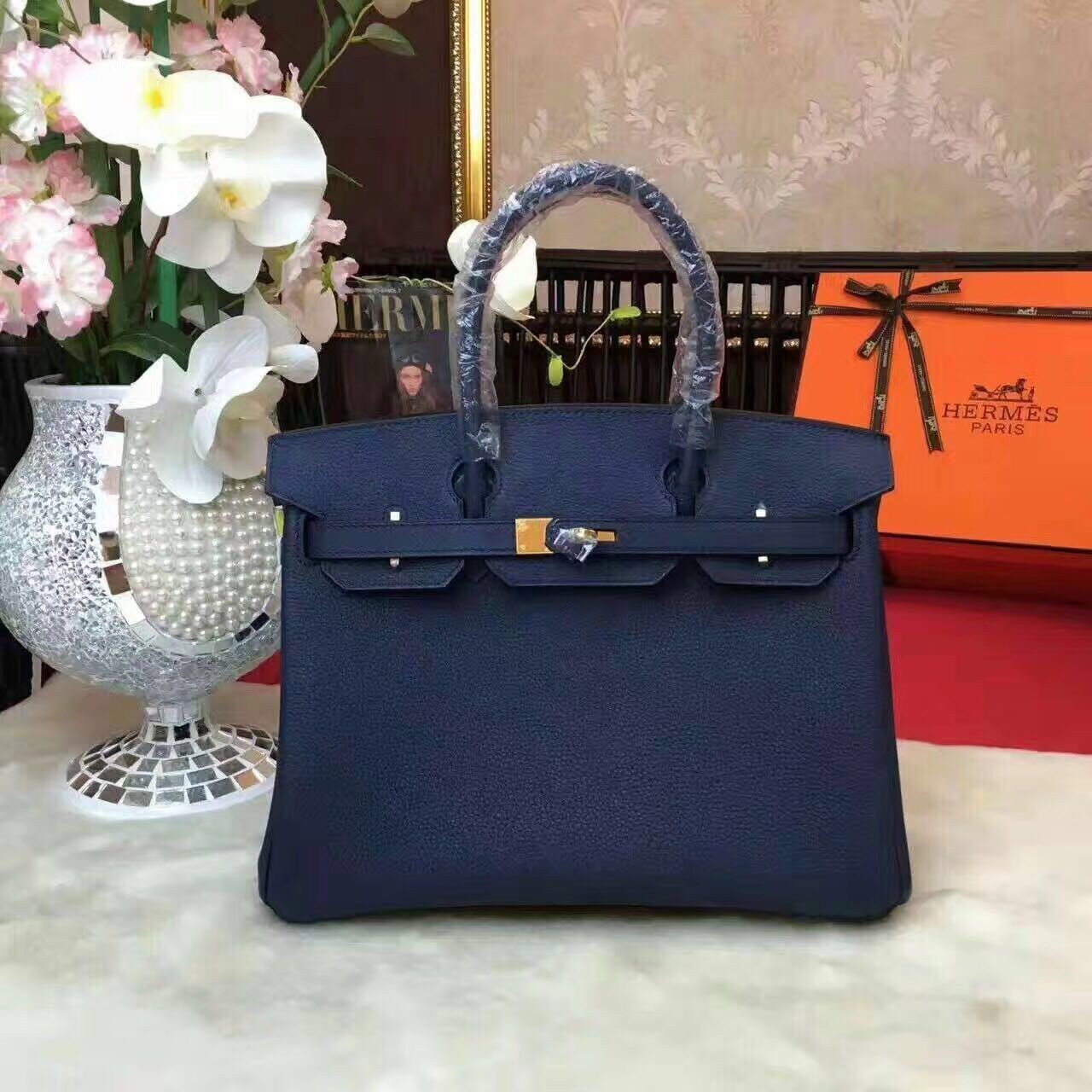Hermes Birkin Bag Original Leather 17825 Blue Tl891dE28