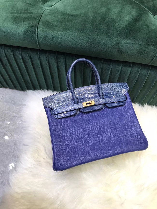 Hermes Birkin Bag Original Leather crocodile togo HBK2530 Blue Tl481Va47