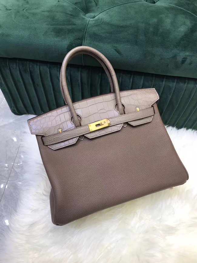 Hermes Birkin Bag Original Leather crocodile togo HBK2530 gray Tl483Mc61