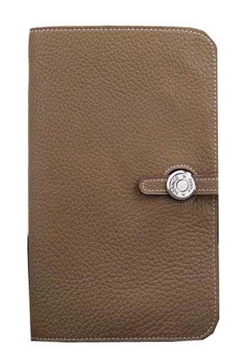 Hermes Compact Passport Holder Original Leather Wallet Grey Tl2172EC68