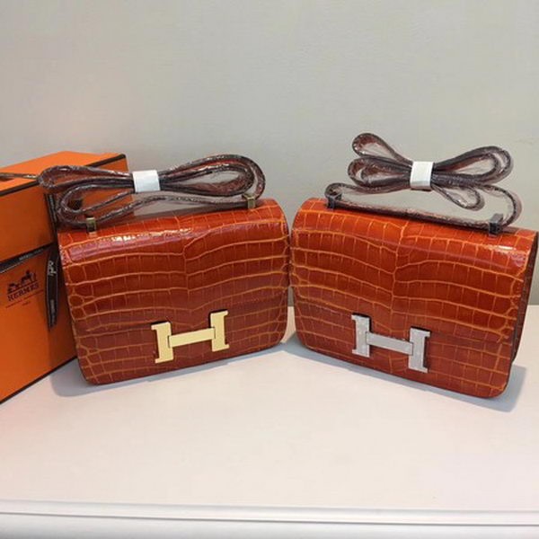 Hermes Constance Bag Croco Leather H9978C Orange Tl878sY95