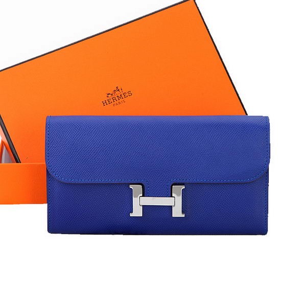 Hermes Constance Long Wallets Original Calfskin Leather A909 Blue Tl2208UE80