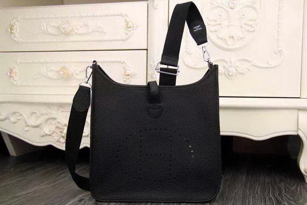 Hermes Evelyne 28cm Messenger Bag Original Leather H1188 Black Tl1308PC54