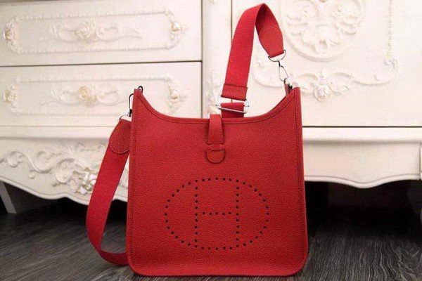 Hermes Evelyne 28cm Messenger Bag Original Leather H1188 Red Tl1307jo45