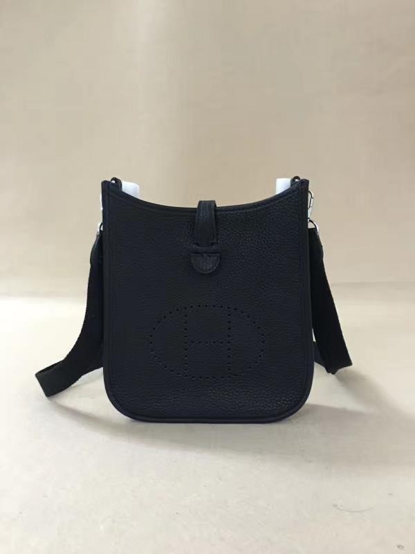 Hermes Evelyne mini 17cm Original Calf Leather Messenger Bag H1187 Black Tl504Zf62