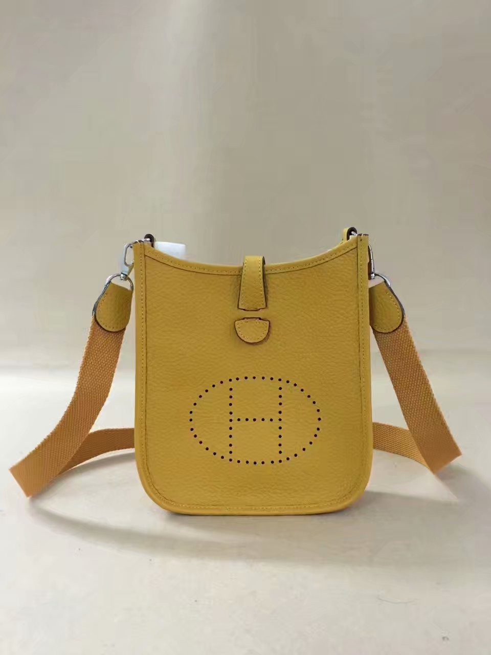 Hermes Evelyne original togo leather mini Shoulder Bag H15698 yellow Tl453iv85