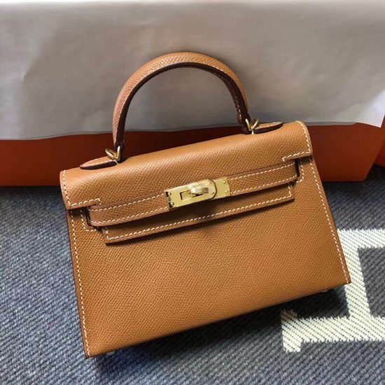 Hermes Kelly 20cm Tote Bag Original Epsom Leather KL20 Camel Tl781RX32