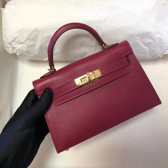Hermes Kelly 20cm Tote Bag Original Epsom Leather KL20 fuchsia Tl780ki86