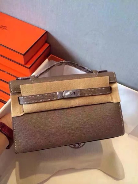 Hermes Kelly 22cm Tote Bag Original Leather KL22 Grey Tl943PC54