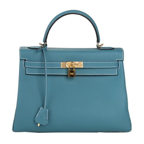 Hermes Kelly 32cm Shoulder Bag Light Blue Original Leather K32 Gold Tl1645KX51
