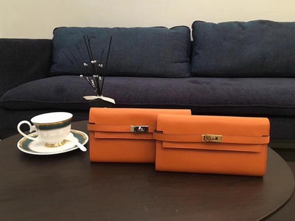 Hermes Kelly Epsom Leather Wallet H4086 Orange Tl2062wn15