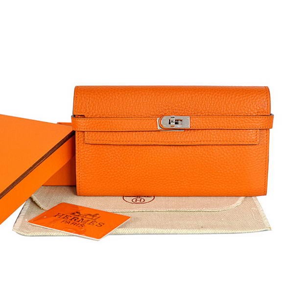 Hermes Kelly Wallet Togo Leather Bi-Fold Purse A708 Orange Tl2301pB23