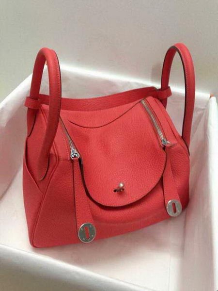 Hermes Lindy 30CM Original Leather Shoulder Bag HLD30 Light Red Tl1239HB29