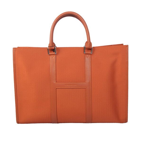 Hermes Mens Briefcase Canvas & Leather H1691 Orange Tl1717Il41