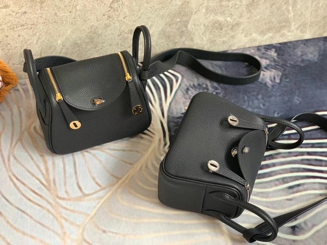 Hermes mini Lindy Original Togo Leather Bag OLD19 black Tl416RX32