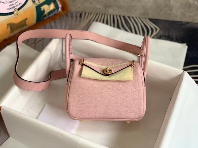 Hermes mini Lindy Original Togo Leather Bag OLD19 pink Tl418uU16