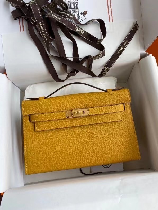 Hermes Original Epsom Leather KEL2278 yellow&gold-Tone Metal Tl369cf57