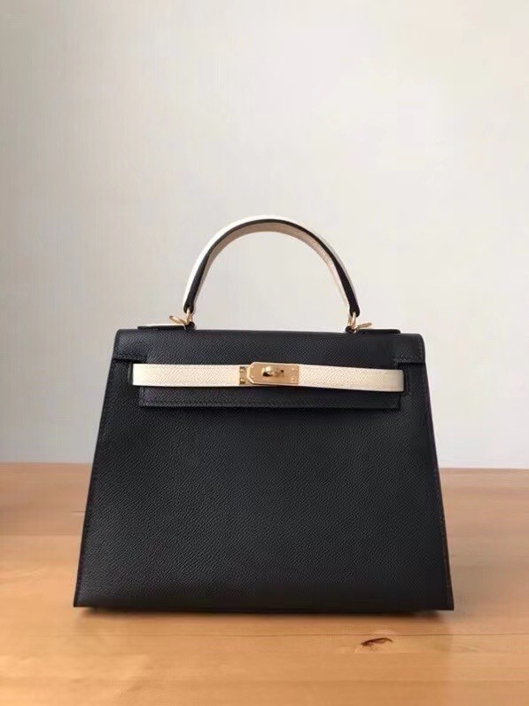 Hermes Original Epsom Leather KEL2578 black&cream Tl335rf73