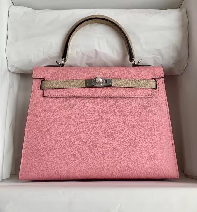 Hermes Original Epsom Leather KEL2578 pink&light grey Tl348io33