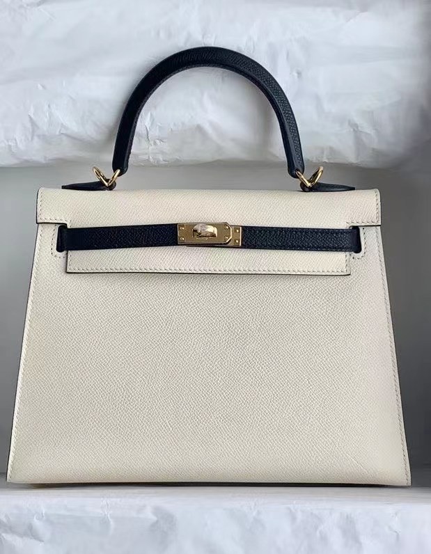 Hermes Original Epsom Leather KEL2578 white&black Tl362Yr55
