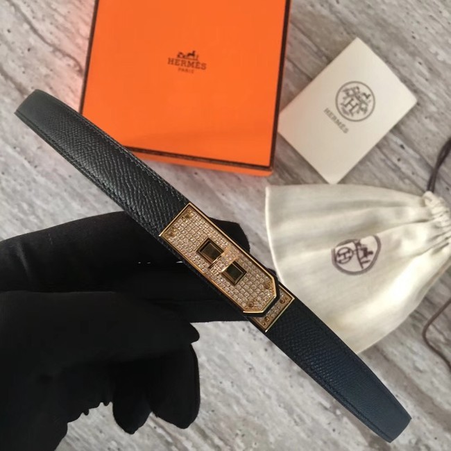 Hermes original epsom leather Kelly belt H069853 black Tl3551qM91