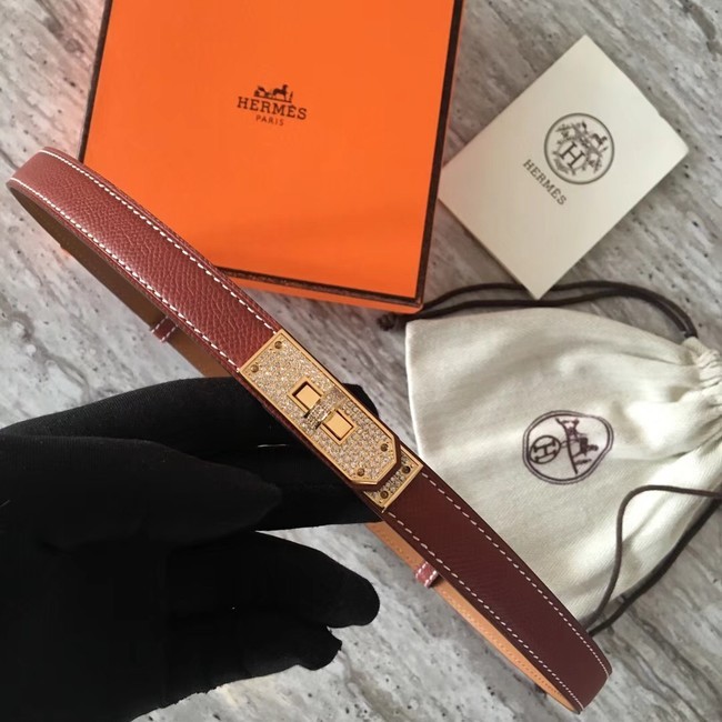 Hermes original epsom leather Kelly belt H069853 fuchsia Tl3541CI68