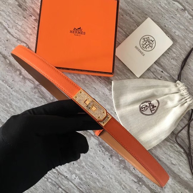 Hermes original epsom leather Kelly belt H069853 orange Tl3549Fh96