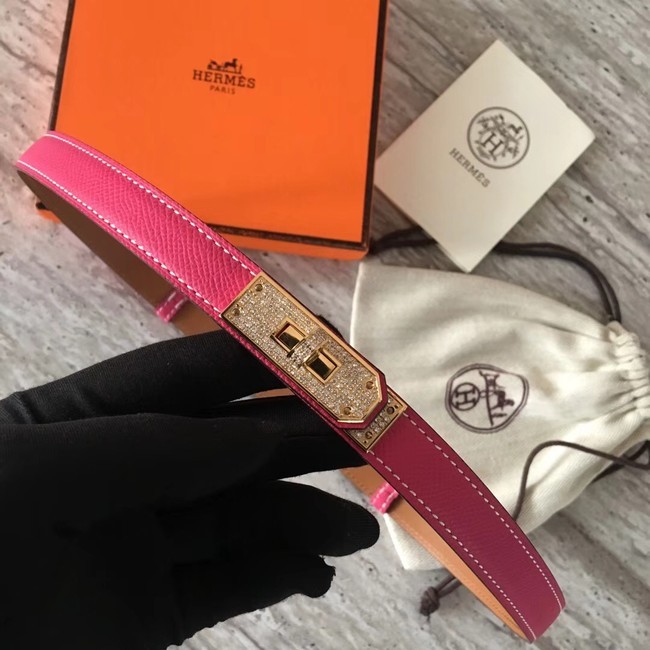 Hermes original epsom leather Kelly belt H069853 rose Tl3542Il41