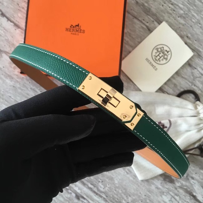 Hermes original epsom leather Kelly belt H069854 green gold plated metal Tl3525nS91