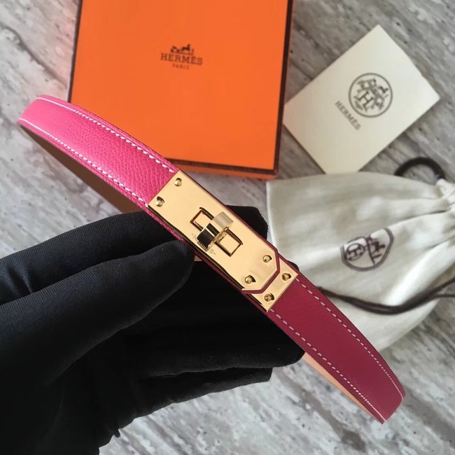 Hermes original epsom leather Kelly belt H069854 rose gold plated metal Tl3524Gh26
