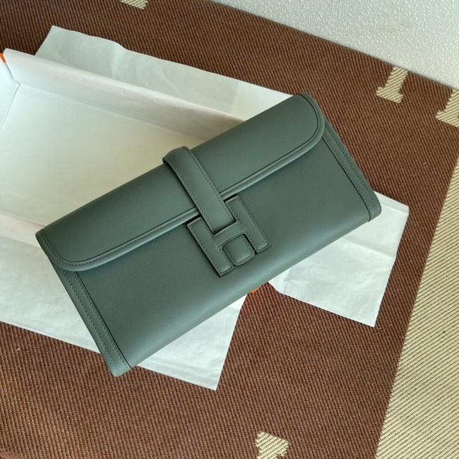 Hermes Original jige swift Leather Clutch 37088 Almond green Tl254sp14