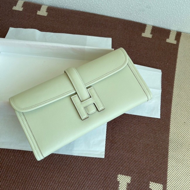 Hermes Original jige swift Leather Clutch 37088 cream Tl253AM45