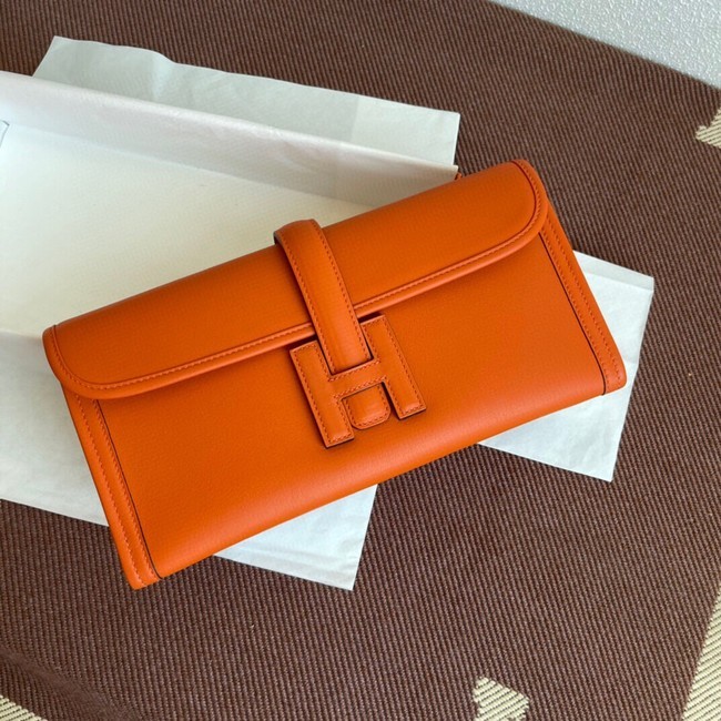 Hermes Original jige swift Leather Clutch 37088 Orange Tl273pA42