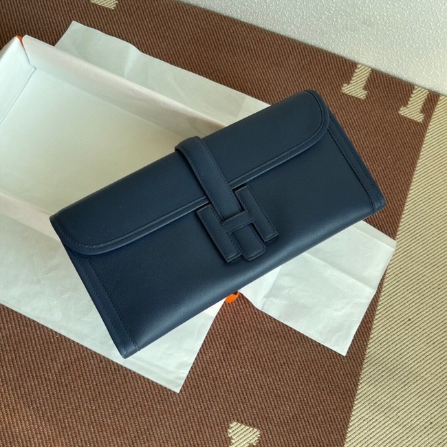 Hermes Original jige swift Leather Clutch 37088 Sapphire blue Tl274CD62