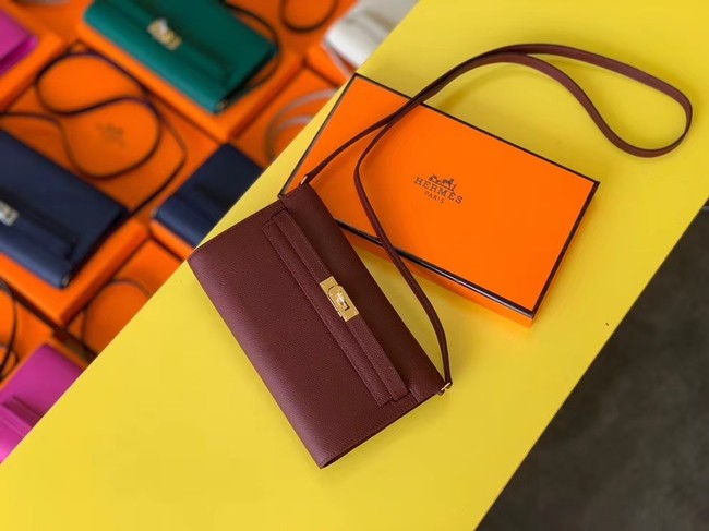 Hermes Original kelly espom leather to go woc Bag H4087 Burgundy Tl529Yv36