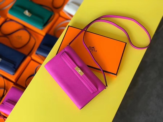 Hermes Original kelly espom leather to go woc Bag H4087 Purplish red Tl521vm49