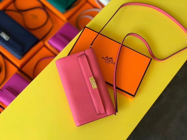 Hermes Original kelly espom leather to go woc Bag H4087 rose Tl526dE28