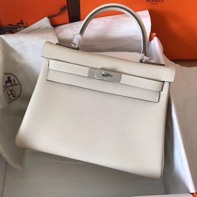 Hermes original Togo leather kelly bag KL320 cream Tl712EC68