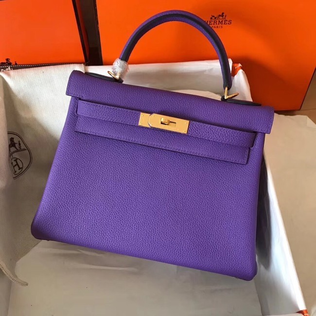 Hermes original Togo leather kelly bag KL320 purple Tl697np57