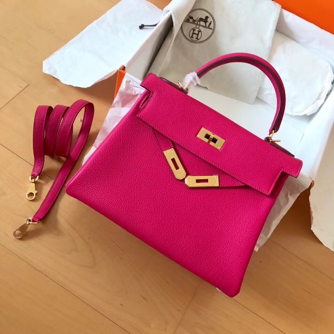 Hermes original Togo leather kelly bag KL320 rose Tl704DI37