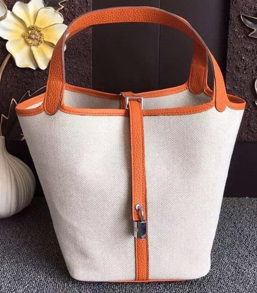 Hermes Picotin Lock 18cm Bag Canvas HPL8618T Orange Tl1017TL77