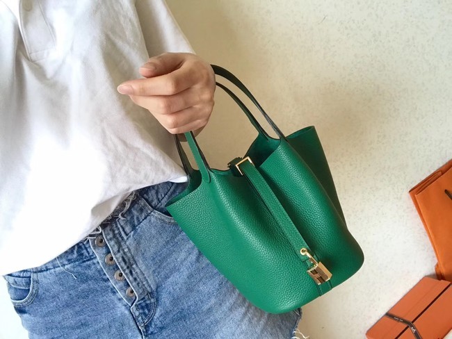 Hermes Picotin Lock PM Bags Original Leather H8688 green Tl662nE34