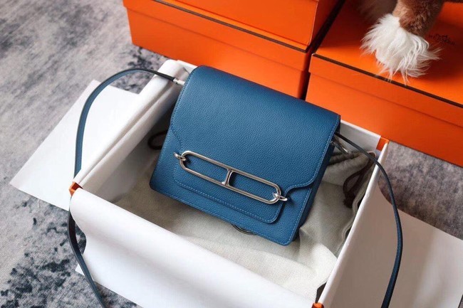 Hermes Roulis 19cm Evercolor 9D H9003 blue&Silver Tl145Mn81