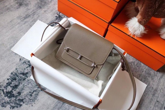 Hermes Roulis 19cm Evercolor 9D H9003 dark gray&Silver Tl138hI90