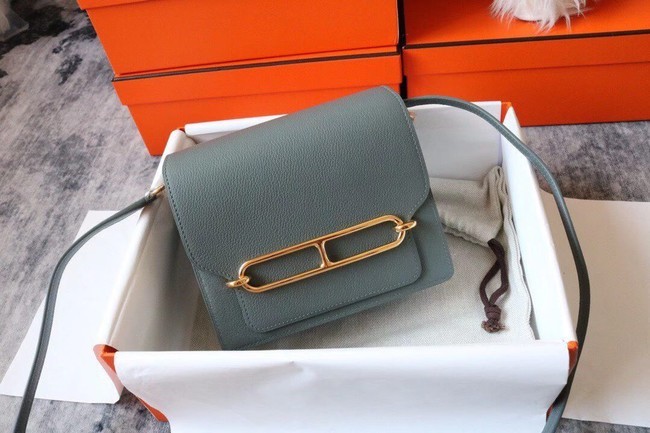 Hermes Roulis 19cm Evercolor 9D H9003 gray&Gold Tl148sY95
