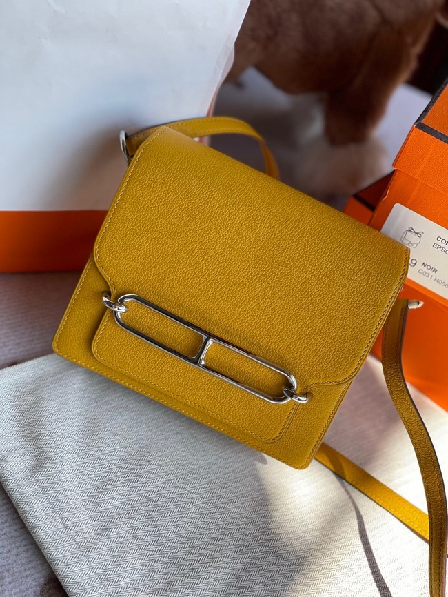 Hermes Roulis 19cm Evercolor 9D H9003 yellow&Silver Tl149oK58